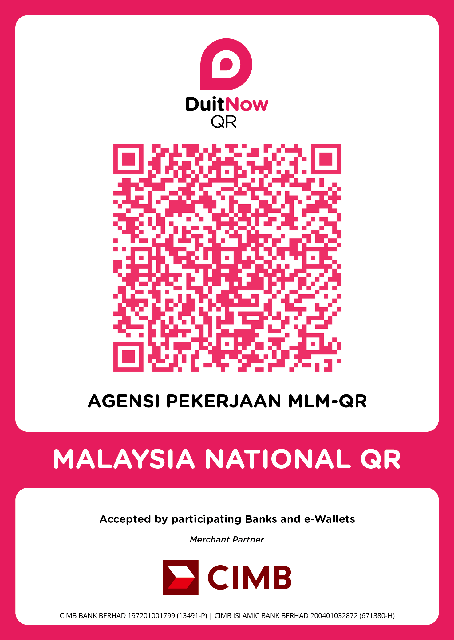 Agensi Pekerjaan MLMS DuitNow QR